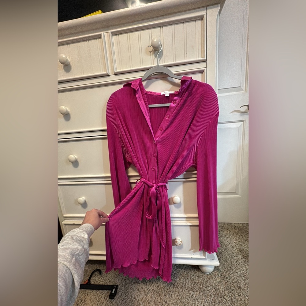 Chic Fuchsia Long Sleeve Dress